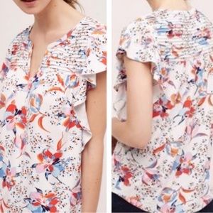 Anthropologie • Meadow Rue Floral Ridge Flutter Sleeve Blouse